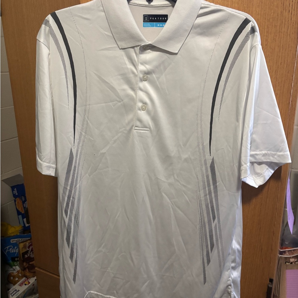 PGA Tour White and Gray Polo Shirt
